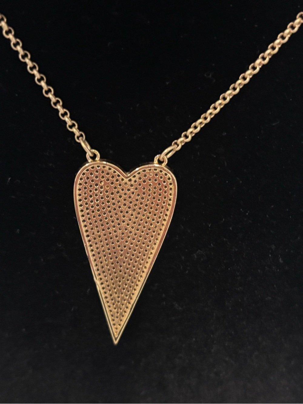 Gold Tone Heart Pavé Necklace - Women Jewelry - Picture 5 of 6